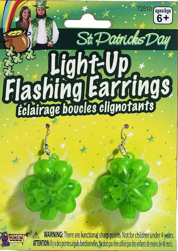 Forum Novelties Light-up Shamrock Earrings - Adult Accessory 3 Forum Novelties Light-up Shamrock Earrings - Adult Accessory
