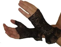 Forum Novelties Steampunk Ruffled Fingerless Lace Gloves - Black