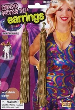 Forum Novelties Gold Chain Disco Earrings