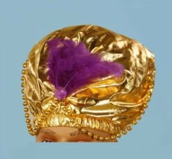 Forum Novelties Gold Turban With Beads And Feather