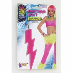 Forum Novelties Lightning Bolt Earrings - Pink
