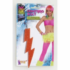 Forum Novelties Lightning Bolt Earrings - Orange